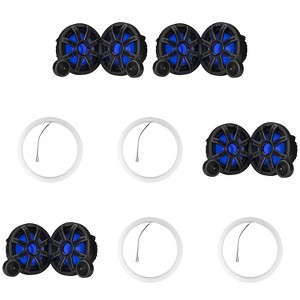 Kicker ( 4 Pair ) 51MSS84 8" Component LED Premium Marine Speakers & 47KLSR8 8-Inch LED Spacer Rings Bundle - 1 of 4