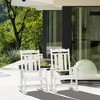 Outsunny 2 Pc Outdoor Rocking Chair, Traditional Slatted Porch Rocker with Armrests, Waterproof HDPE, Light Gray - 3 of 4