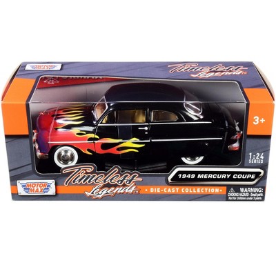1949 Mercury Coupe Black with Flames "Timeless Legends" Series 1/24 Diecast Model Car by Motormax
