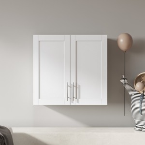 FURNIinspire Utility Storage Cabinets Stackable Wall Mounted Storage Cabinet, Small Storage Cabinet With Shelves, Door, White, 11.81"*31.5"*29.92" - 1 of 4