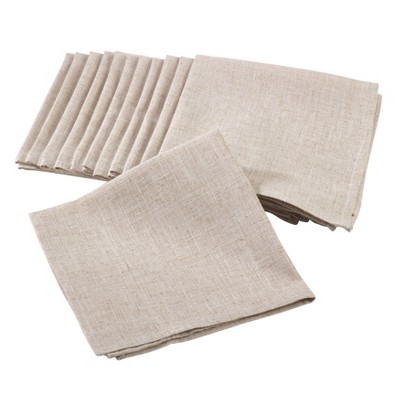 Saro Lifestyle Toscana Poly Linen Blend Table Napkins With No Hemstitch Border (Set of 12)