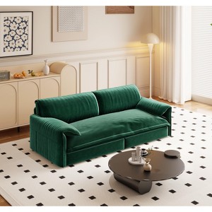 GDFStudio Sheila Convertible 66" Velvet Queen Size Sofa Bed with Side Pocket - 1 of 4