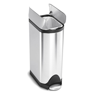 30L Brushed Stainless Steel Butterfly Lid Kitchen Step Trash Can