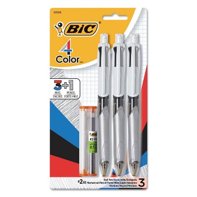 BIC Retractable Ballpoint Pen/Pencil  Black/Blue/Red Ink  Gray Barrel MMLP31AST