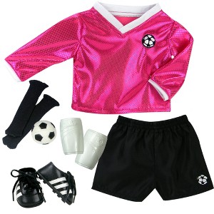 Sophia’s 6 Piece Soccer Uniform Outfit Set for 18'' Dolls, Fuchsia - 1 of 4