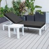 LeisureMod Chelsea Modern Outdoor Chaise Lounge Chair in White Fame With Side Table - 3 of 4
