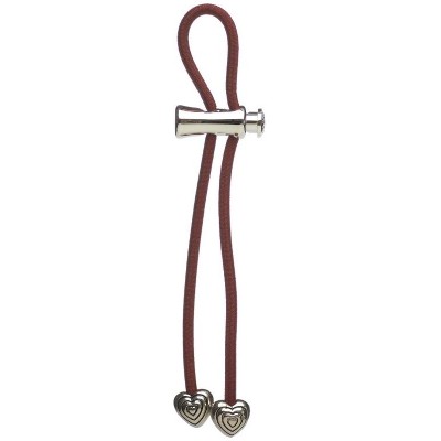 Pulleez Silver Heart Lines Metal Charms on a Burgundy Elastic Hair Tie, 1 each