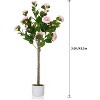 Artificial Camellia Tree 2 Pack,Realistic Camellia Plants in Pot with Flowers Fake Artificial Tree for Indoor and Outdoor,Wedding Decoration,Pink - 2 of 4