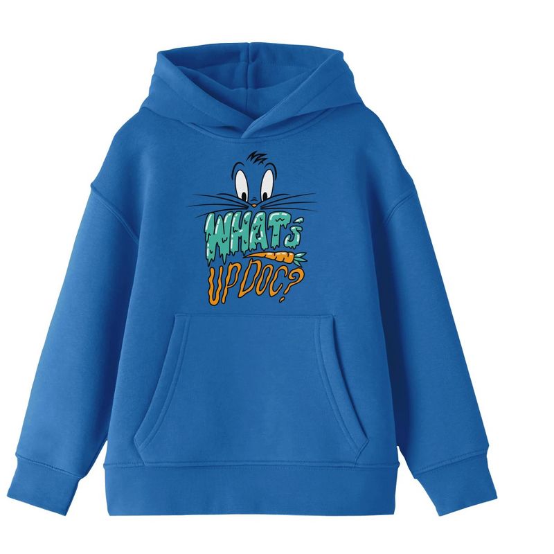 Looney Tunes Bugs Bunny Eyes What's Up Doc? Youth Boys Royal Blue Hoodie, 1 of 3