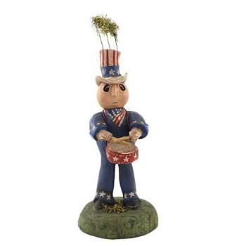Charles Mcclenning David Playing Drums  -  One Figurine 9.75 Inches -  Patriotic July 4Th  -  24139  -  Polyresin  -  Blue