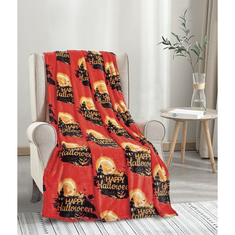Kate Aurora Ultra Soft & Cozy Oversized Happy Halloween Themed Plush Throw Blanket - 50 in. W x 60 in. L, 2 of 3