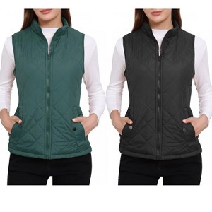 INSPIRE CHIC Women's Stand Collar Lightweight Gilet Quilted Zip Vest 2 Packs - 1 of 4