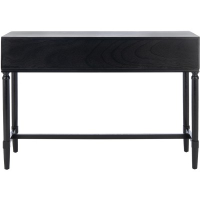 Black Wood Console Table with Turned Legs and Storage