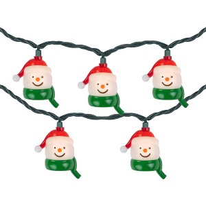 Northlight 10 Count Snowman Heads with Scarves Christmas Light Set, 7.5ft Green Wire - 1 of 4