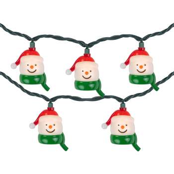 Northlight 10 Count Snowman Heads with Scarves Christmas Light Set, 7.5ft Green Wire