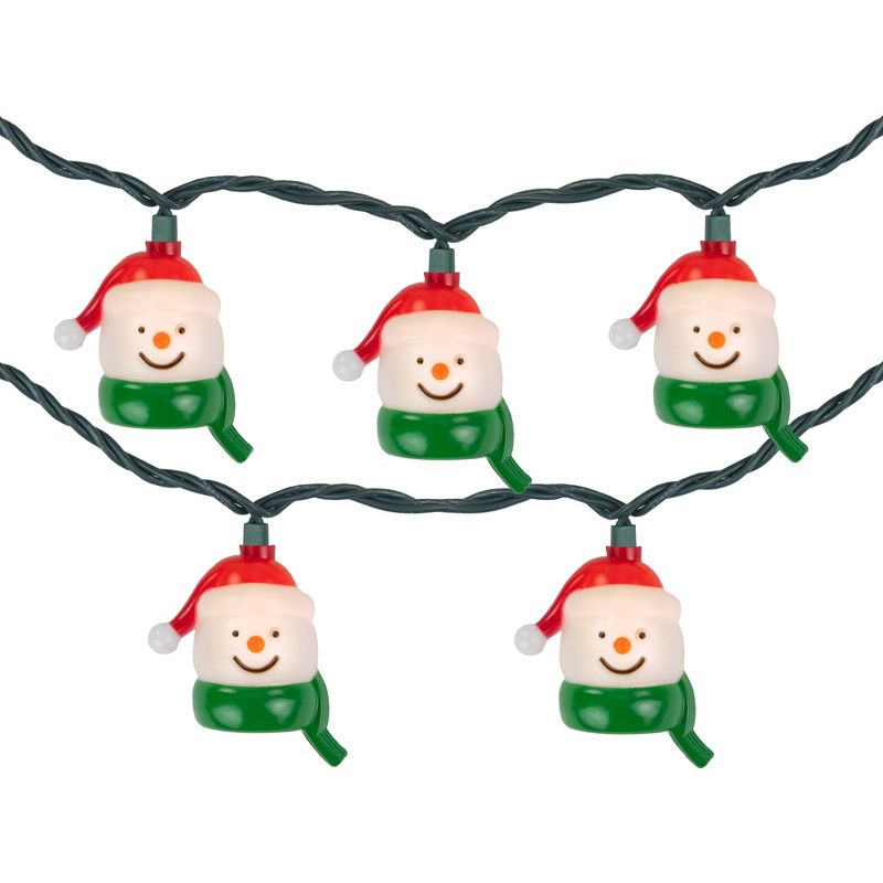 Northlight 10 Count Snowman Heads with Scarves Christmas Light Set, 7.5ft Green Wire, 1 of 5