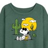 Women's - Peanuts - Snoopy and Woodstock Lightweight French Terry Wide Neck Long Sleeve Shirt - 2 of 4
