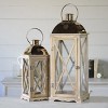 VIP Glass 28 in. White Rustic Cottage Lanterns Set of 2 - 2 of 4