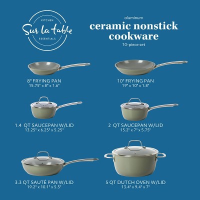 Green 10-Piece Nonstick Aluminum Cookware Set with Glass Lids