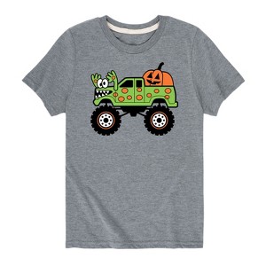 Boys' - Instant Message - Halloween Monster Truck with Pumpkin Short Sleeve Graphic T-Shirt - 1 of 4