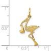 Black Bow Jewelry 14k Yellow Gold 3D Stork Charm or Pendant, 13 x 23mm - 4 of 4