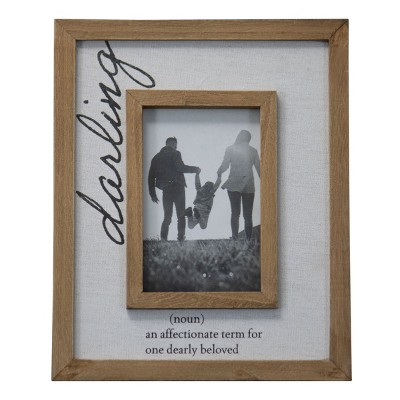 Antique White Canvas 4x6 Inch "Darling" Wood Decorative Picture Frame - Foreside Home & Garden