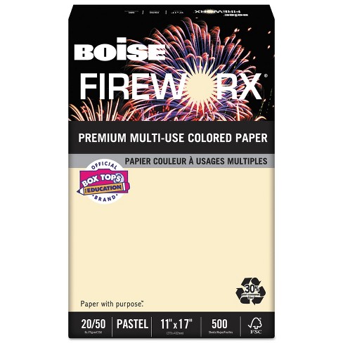 500 Sheets/Ream Flashing Ivory FIREWORX Colored Paper 8-1/2 x 11 20lb 