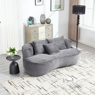 NicBex Corduroy High Back Bean Bag Chair for Adults and Kids,Lazy Loveseat Sofa with 3 Pillows for Living Room,Bedroom,Apartment