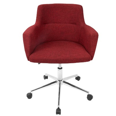 Celtic Red Fabric Swivel Arm Chair with Metal Base