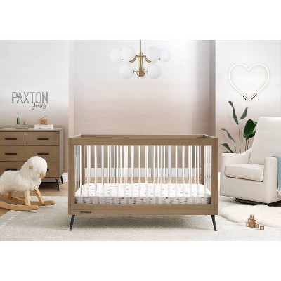 Acorn Matte Black Acrylic Convertible Crib with Metal Feet
