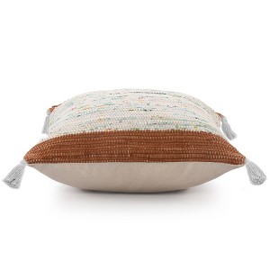 20" X 20" Brown and White Cotton Abstract Throw Pillow - 1 of 4