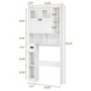 Over The Toilet Storage Cabinet with Glass Doors and Adjustable Shelves, Freestanding Home Space Save Toilet Rack, White - 2 of 4