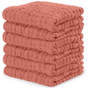 Baby Washcloths Muslin Cotton, Large 10”x10” by Comfy Cubs - 1 of 4