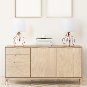 Oumilen Modern Rose Gold Bedside Table Lamps, Hollow Base with Fabric Shade, Set of 2 - 1 of 1