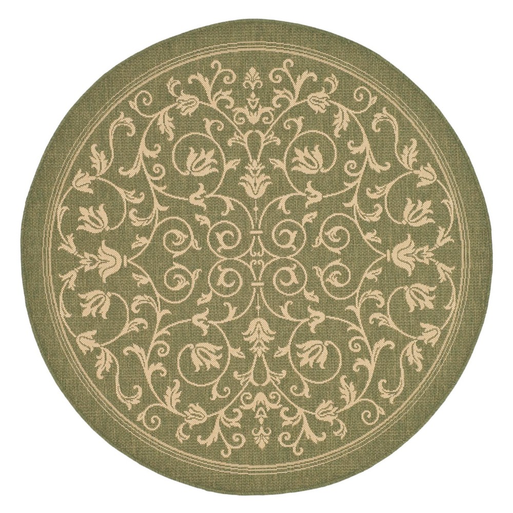 6'7in Round Vaucluse Outdoor Rug Olive/Natural - Safavieh