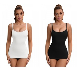INSPIRE CHIC 2 Pcs Women's Adjustable Straps Tummy Control Long Slim-Fit No Trace Shapewear Camisole - 1 of 4