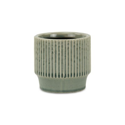 Cheung's Green Ruffled Ridge Pot - Small