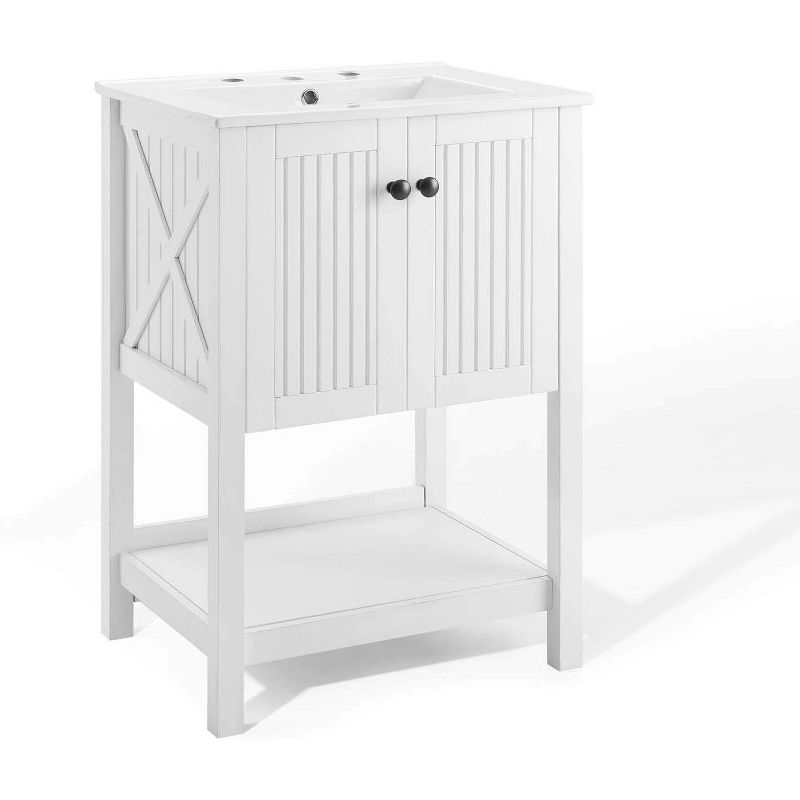 Modway Steam Bathroom Vanity Cabinet, 24" with White Sink, 1 of 2