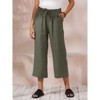 ECUPPER Womens Linen Cropped Pants Loose Casual Capri Cotton Wide Leg Plus Size Elastic Waist with Drawstring Trouses - 2 of 4