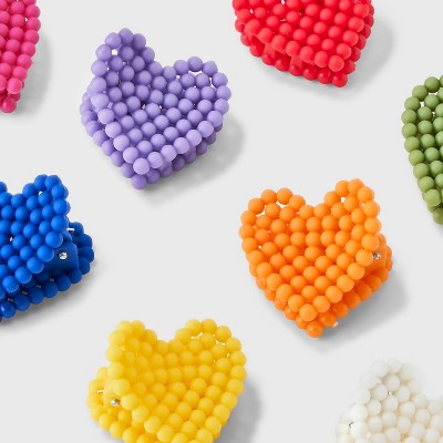 Girls&#39; 8pk Textured Heart Claw Clips - art class&#8482;