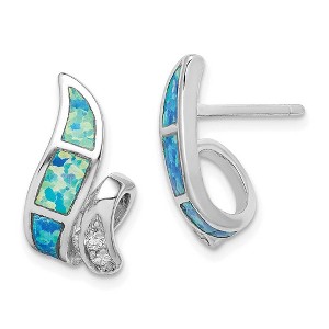 Black Bow Jewelry Created Blue Opal and CZ Twisted Post Earrings in Sterling Silver - 1 of 4