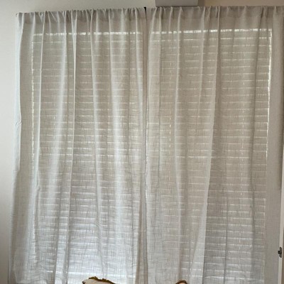 Wallis Crosshatch Slub Textured Linen Blend Sheer Rod Pocket Curtain 