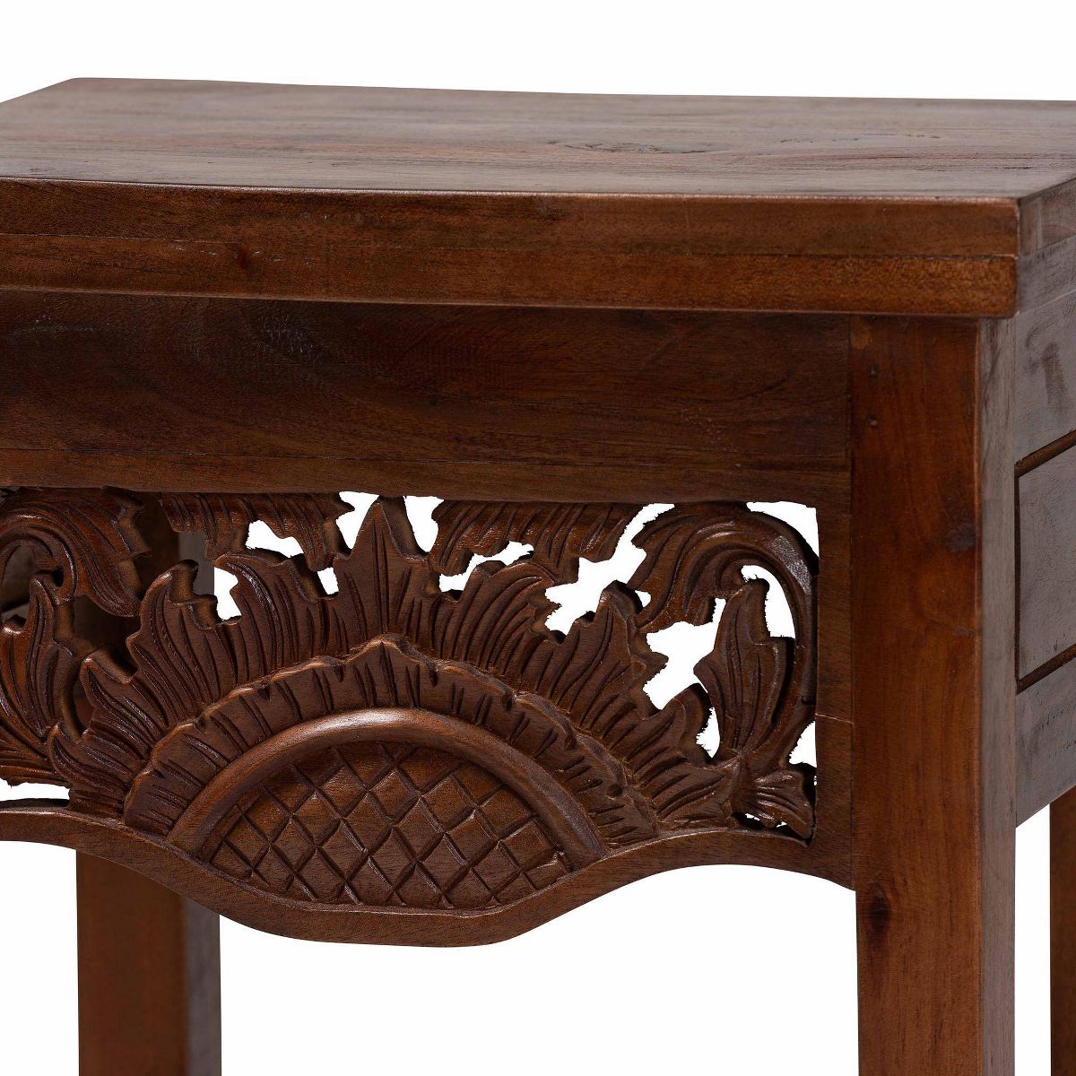 bali & pari Alexandra Handcarved Mahogany Wood Nightstand Light Brown - thumbnail 5