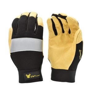 G & F Products Leather Mechanics Work Gloves with Spandex back XL Multicolored (1091XL) - 1 of 4