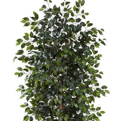 Tall Green Silk Ficus Tree in Black Plastic Pot
