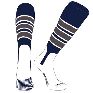 PEAR SOX OTC Baseball Softball Stirrup Socks (C, 7in) Navy, White, Graphite - 1 of 3