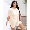 Coolmee Women Summer Plus Size Sexy Crochet Sheer Floral Beach Dress Bathing Suit Swim Coverup Mini Dress - 4 of 4