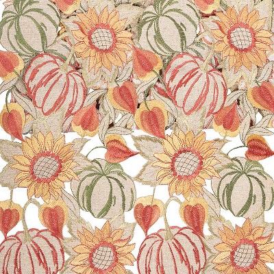 Fall Harvest Embroidered Sunflower and Pumpkin Table Runner