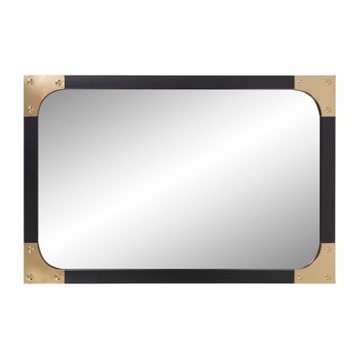Matte Graphite Industrial Octagonal 38" Wall Mirror