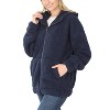 Women's faux-shearling Hooded Zipper Jacket - ZENANA - 2 of 3